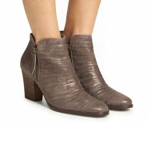 Paul Green Malibu Sliced Zip Bootie Boot Heel Smoke Brush Metallic
